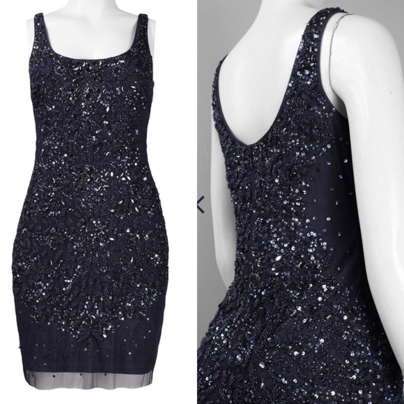 Adrianna Papell Scoop neck sequin sheath cocktail dress - Picture 3 of 14